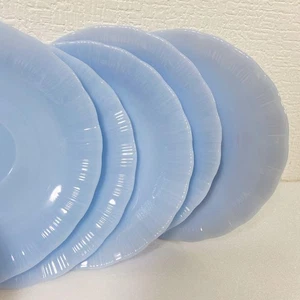 Vintage Old Pyrex Canada Delphite Blue Saucer Set of 5 Collectible Plates Rare - Bild 1 von 7
