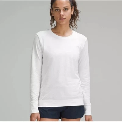 Lululemon Swiftly Tech Manga Longa Brisa Tamanho 6 Branco Ajuste Relaxado Gola Redonda - Imagem 1 de 4
