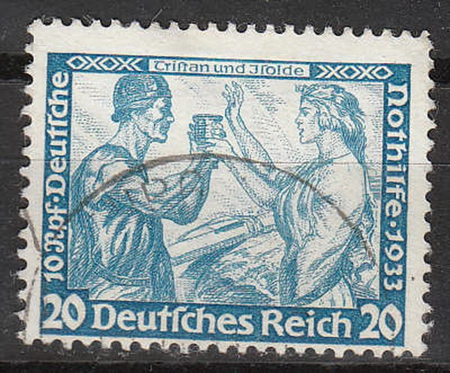 Stamp Germany Mi 505A Sc B55 1933 WWII 3rd Reich Tristan & Isolde Wagner Used - Image 1 of 1