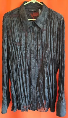 Blusa Floral Apostrophe Mujer 3X Poliéster Negro Transparente Lentejuelas Arrugadas y Cuentas Foto 1 de 4