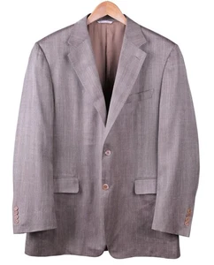 Canali Light Brown Herringbone Wool SILK LINEN Slub Sport Coat Jacket Blazer 44R - Picture 1 of 7