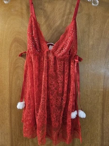 NEW VICTORIA'S SECRET DREAM ANGELS POM POM BABYDOLL LINGERIE Large Christmas - Picture 1 of 6