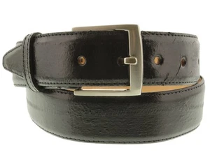 Mens Rodeo Wear Belt Cowboy Leather Black Genuine Eel Skin Smooth Size 34, 44 - Picture 1 of 7