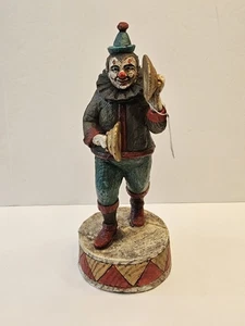 Pagliaccio da circo in legno Enesco con piatti su base batteria musicale vintage - Foto 1 di 16