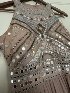 JS Collections Dress Womens 12 Blush Embellished Beaded Sequin Maxi Gown Formal - Picture 1 of 17