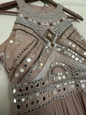 JS Collections Dress Womens 12 Blush Embellished Beaded Sequin Maxi Gown Formal - Image 1 of 4