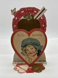 Antike Valentinstagskarte Pop-up 4,75 Zoll aus den 1910er Jahren - Bild 1 von 8