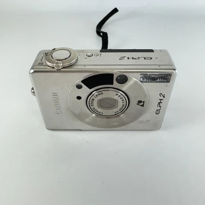 Vintage Canon ELPH 2 Camera 35mm Film Point Shoot Zoom Lens Flash Compact Silver - Image 1 of 4