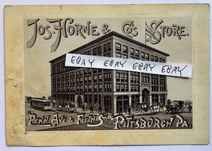 1800’s PITTSBURGH PA. JOS. HORNE & CO. PRINCIPAL DEPARTMENTS 50+ CATEGORIES CARD - Picture 1 of 2