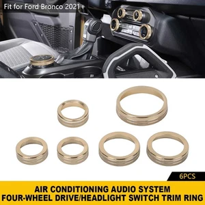 6x Interruptor de aire acondicionado/audio/4x4 perillas bisel anillos para Ford para Bronco 21+oro - Imagen 1 de 9