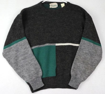 Vintage Sears Classics Sweater Mens Large Wool Acrylic Colorblock Made Italy 90s - Image 1 of 4