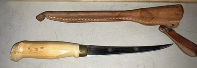 Cuchillo funda de cuero vintage años 50-60 J. Marttinni Finlandia RAPAL A INOXIDABLE BONITO Foto 1 de 4