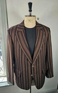 1970's Carl Stuart Smoking Jacket UK 42 Brown Striped Vintage Lounge Blazer - Picture 1 of 19