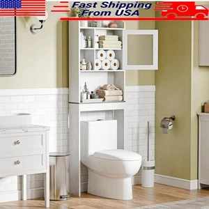 Over Toilet Bathroom Storage Cabinet Adjustable Shelf Freestanding Organizer New - Picture 1 of 7