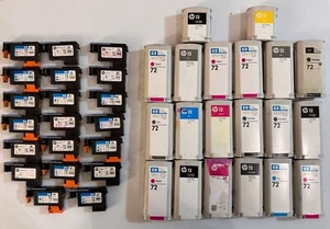 Grande lotto HP 72 DesignJet 20 x inchiostro e 20 x testine di stampa parzialmente usati *Leggi - Foto 1 di 5