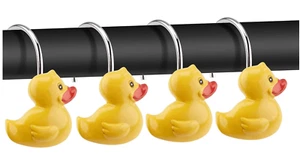 Decorative Yellow Duck Anti Rust Ducky Resin Hooks for Bathroom Shower Curtain - Picture 1 of 9