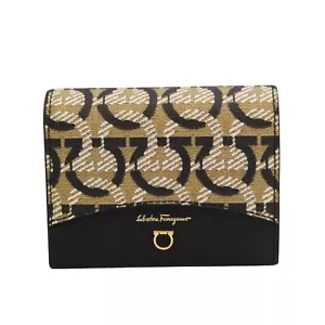Salvatore Ferragamo Gancini Beige Leinen Etui Authentisch - Bild 1 von 12