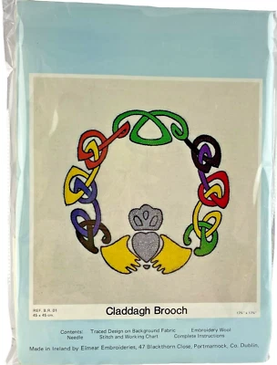 Eimear Embroideries Needlepoint Kit Claddagh Brooch 17.25 x 17.25 in. Dublin - Image 1 of 4