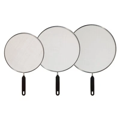 Oggi 3 Piece Stainless Steel Mesh Splatter Guard Screens 8" 10" & 12" Silver - Image 1 of 4