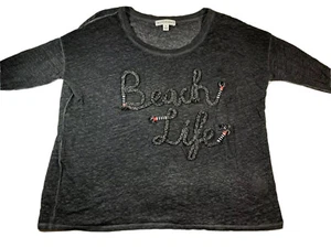 WHITE + WARREN Womens Gray Linen Beach Life Shirt Pullover Size XS $110MSRP- EUC - Picture 1 of 5