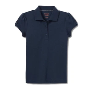 Cat & Jack Girls Uniform M 8 Interlock Short Sleeve Polo Shirt Navy Blue - Picture 1 of 2