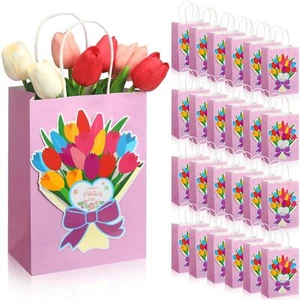 24 Pcs Mother's Day Flower Gift Bags Bulk Happy Mother's Day Gift Bag with Tu... - Picture 1 of 6
