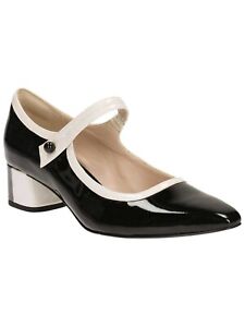 Clarks V&A Limited Edition Swixties Faye Mary Jane Shoes in Black and White