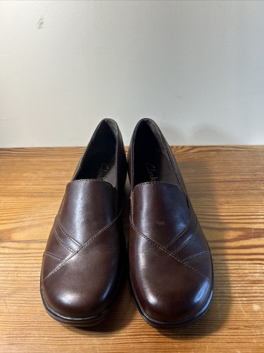 Mocassini casual Clarks Blackberry #84630 donna 6 5 M marroni in pelle scarpe slip on