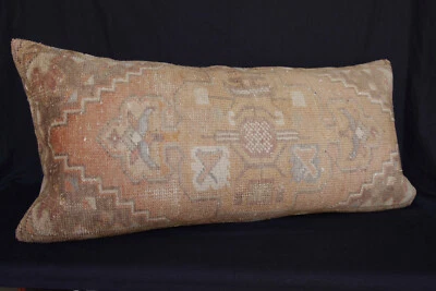 Vintage rug pillow, 16x35 pillow,Lumbar pillow, Handmade pillow,Throw rug pillow - Image 1 of 4