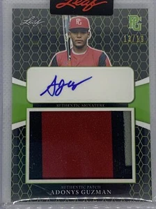 2021 LEAF PERFECT GAME GREEN ADONYS GUZMAN THREE COLOR PATCH AUTO # 13/19 - Picture 1 of 1