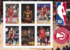 Stamp block NBA Atlanta hawks Basketball Palau unpostal issue - Picture 1 of 1