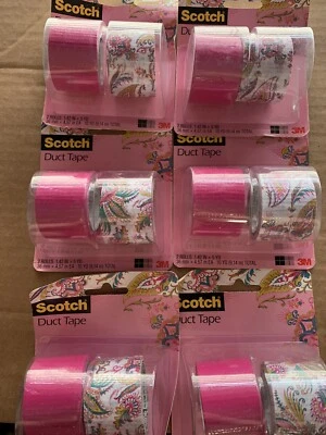6 Pk Scotch Duct Tape Paisley Princess and Hot Pink 1.41Inch by 5 Yards 12 count - Image 1 of 4