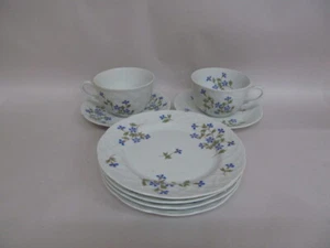BERNARDAUD Limoges china NICOLE pattern 8 piece BREAD TEA Set cup, saucer, plate - Picture 1 of 5