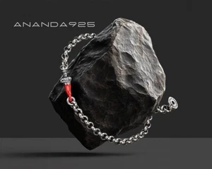 Bracciale Uomo ananda925 in argento con corno portafortuna A-BR572N - Foto 1 di 2