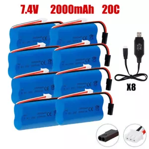 7.4V 2000mAh Li-po Battery +USB for MJX T640 F39 F49 T39 RC Aircraft Syma 822 RC - Picture 1 of 8