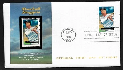 #4081 39c Hank Greenberg - Detroit Tigers Slugger- Fleetwood  FDC w/ Mint Single - Image 1 of 3