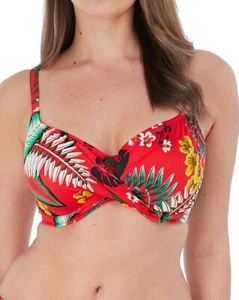 Fantasie Vilamoura Bikini Top Lollipop Red 34D Underwired Full Cup Floral 6560 - Picture 1 of 12