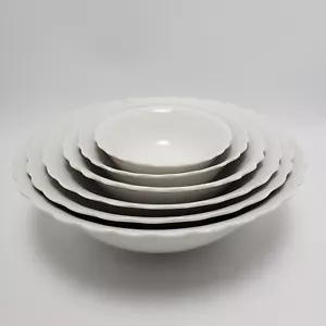 Stackable Wave Bowls Off White Scalloped Dishes By Gallery Tabletops 6 Sets 12" - Picture 1 of 14