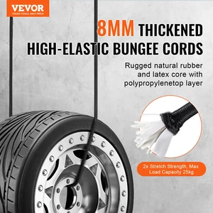 VEVOR 12 Pezzi Cavi Elastici con Ganci 32 In Cinghie Elastiche Resistenti 8 mm Nero - Foto 1 di 10