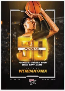 2024-25 Topps AHORA #7 Victor Wembanyama Juego de 50 Puntos en Mano 🔥 - Imagen 1 de 1