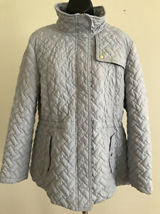 Cole Haan Girls Light Gray Quilted Padded Zipper / Buttons Coat Jacket Size XL