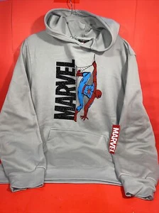 MARVEL MEN'S SPIDERMAN HEATHER GRAY HOODIE Size XL. Soft Fleece. NWT - Picture 1 of 4