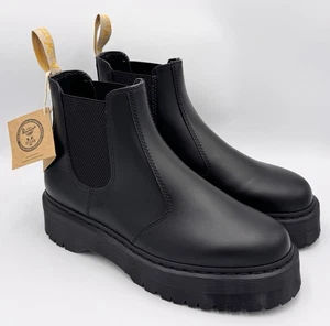 Dr Martens Black Vegan Leather 2976 Quad Chelsea Platform Jadon Boots Men Sz 12 - Picture 1 of 8