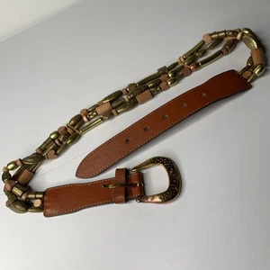 The Limited Beaded Brown Genuine Leather Belt - Women's Size M (34) - Picture 1 of 8