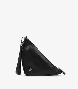 Prada Triangle Wristlet Pouch Triangle Black Calfskin Leather Triangle Wristlet - Picture 1 of 10