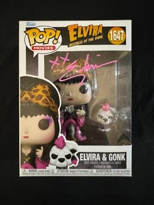Cassandra Peterson/Elvira signed Elvira & Gonk Funko Pop W/Beckett witnessed COA - Picture 1 of 6