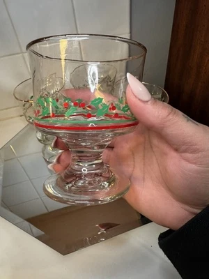 Juego de 4 vasos de postre Libbey 1987 Arby's Christmas Holiday Parfait Foto 1 de 4
