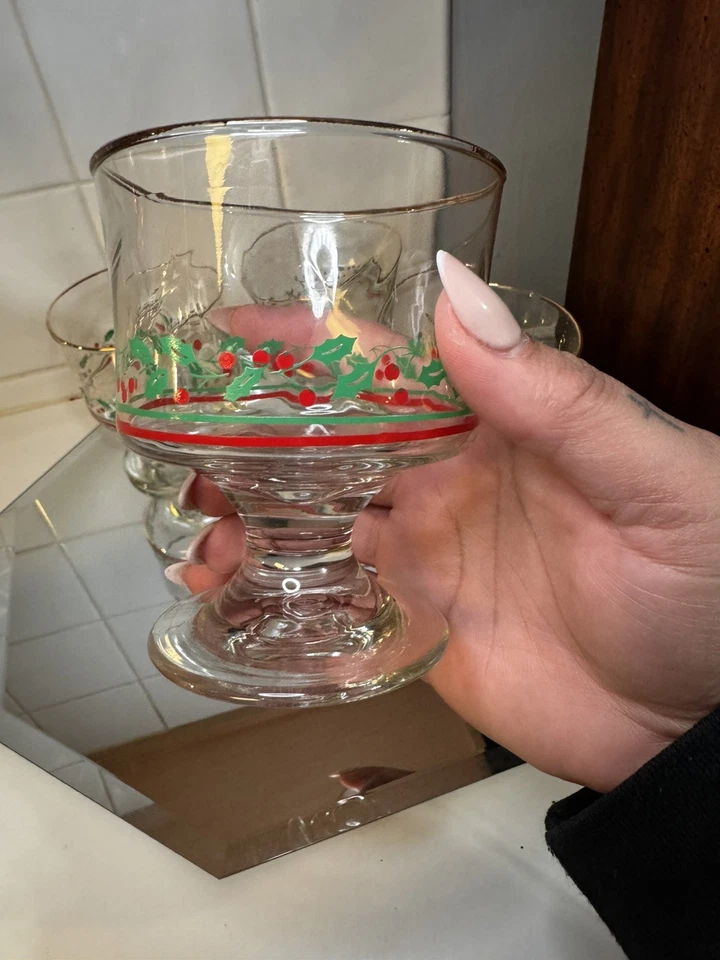 1987 Arby's Christmas Holiday Parfait Glasses Set of 4 Libbey Dessert Glasses - Image 1 of 4