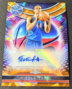 2024-25 Topps Chrome Sapphire Orange /25 Auto Nikola Topic Rookie RC #119 - Picture 1 of 3