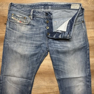 Jeans Diesel Masculino 34x28 Azul Zatiny Bootcut Denim Western Fade Thrash Bainha 28" - Imagem 1 de 4